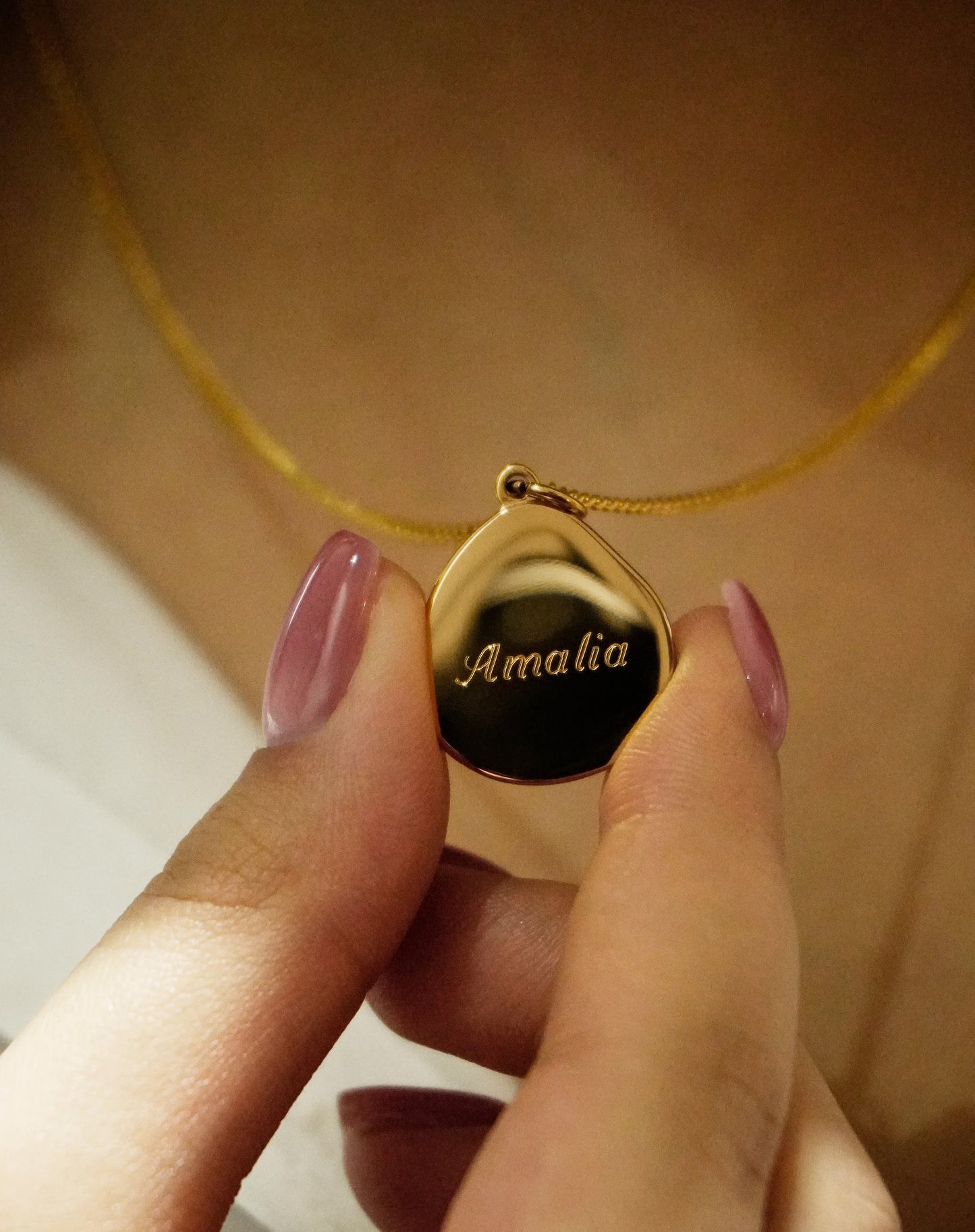 Ovale vingerafdruk ketting | 18K goud vermeil