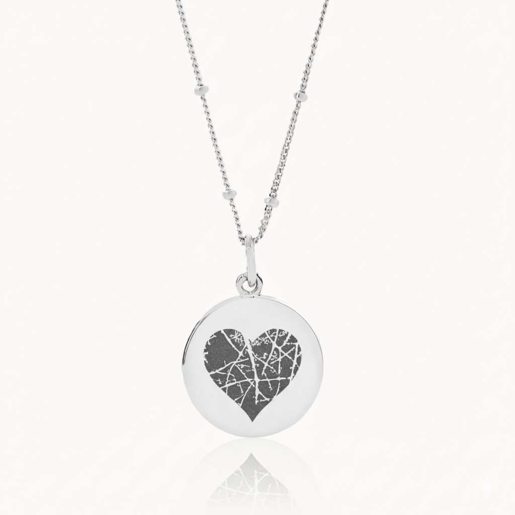 Vingerafdruk DUO hart bobbelketting | 925 Sterling Zilver