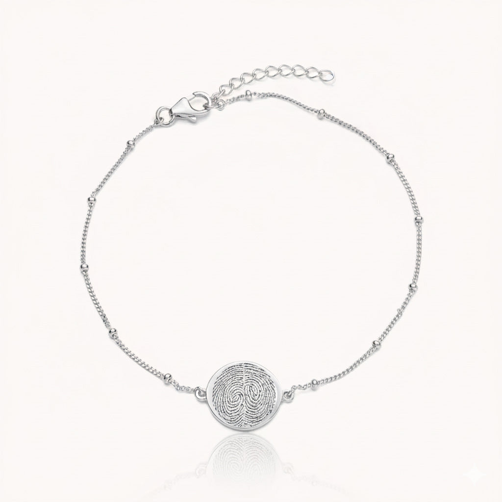 Vingerafdruk coin armband | Sterling zilver