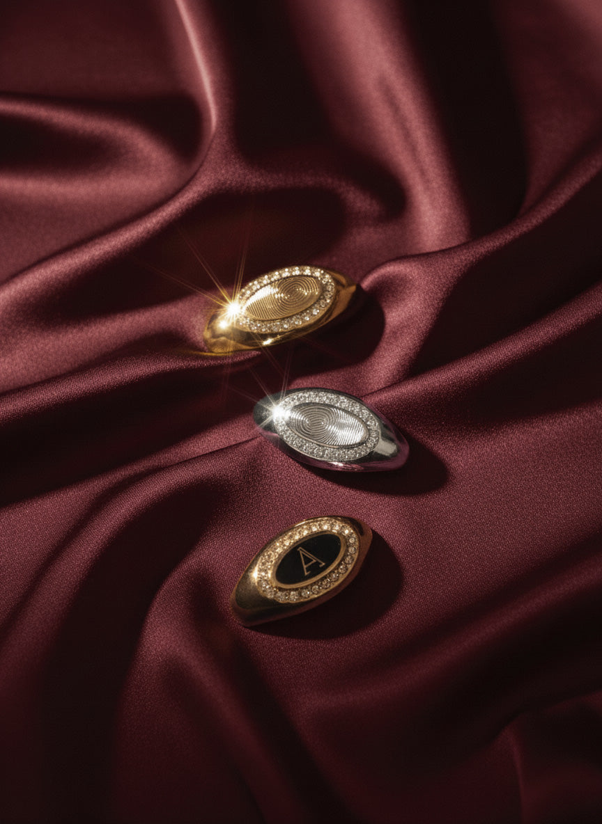 Mark Oval Vingerafdruk Ring - Zilver