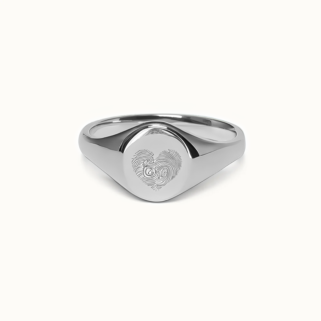 Hartvorm vingerafdruk ring | Zilver
