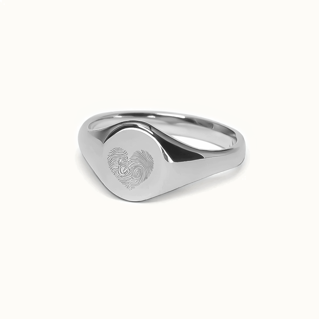 Hartvorm vingerafdruk ring | Zilver