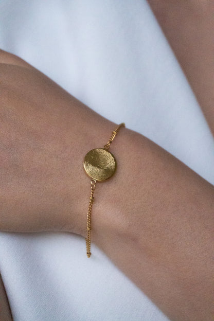 Vingerafdruk coin armband | 18K goud vermeil