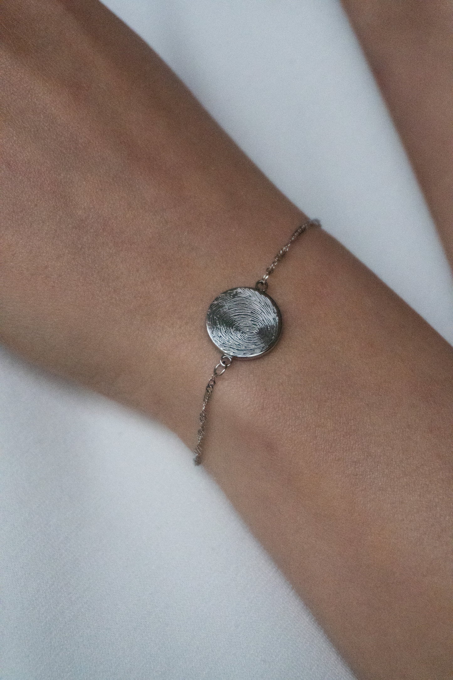 Vingerafdruk coin armband | Sterling zilver