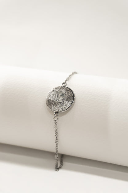 Vingerafdruk coin armband | Sterling zilver