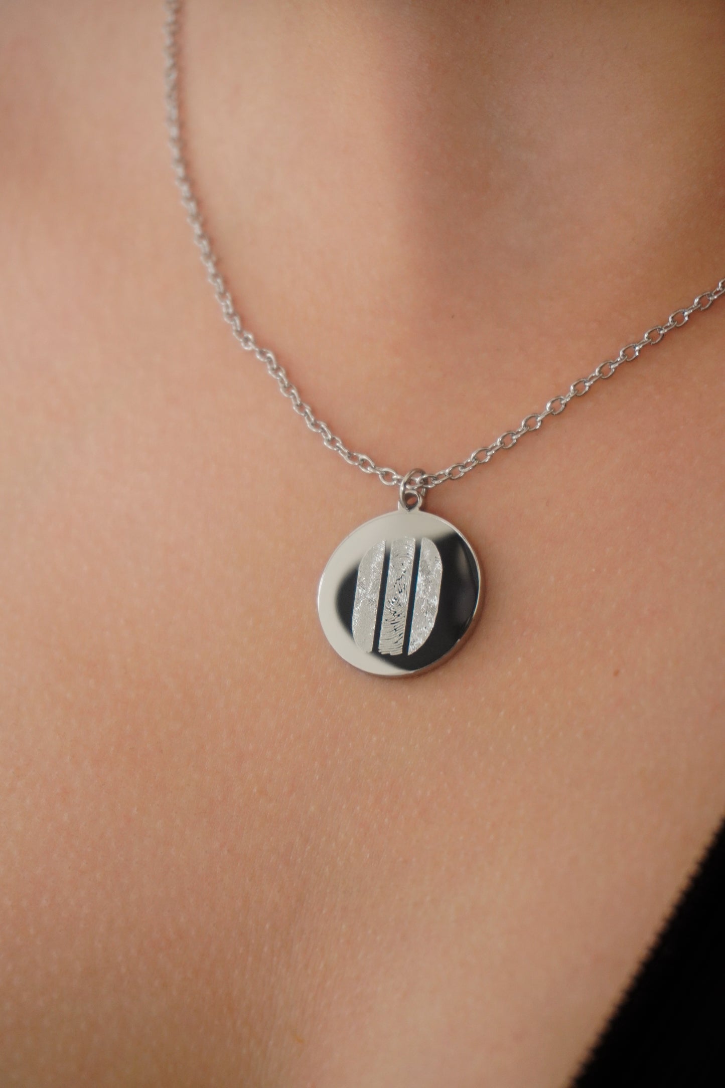 TRIO vingerafdruk ketting | Zilver