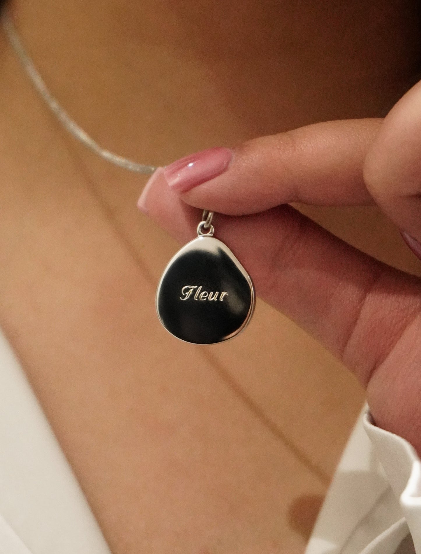 Ovale vingerafdruk ketting | 925 Sterling Zilver