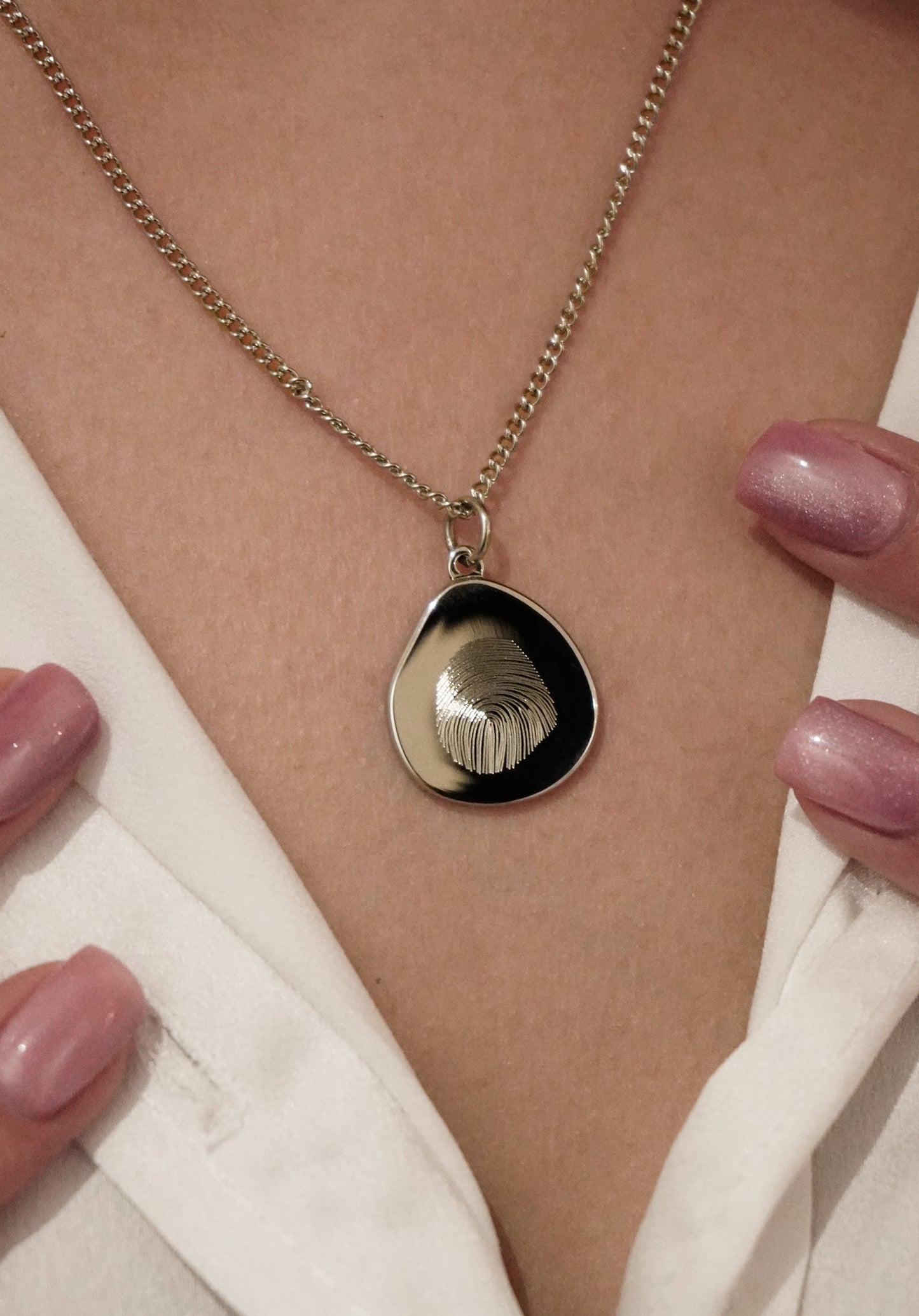 Ovale vingerafdruk ketting | 925 Sterling Zilver