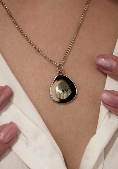 Ovale vingerafdruk ketting | 925 Sterling Zilver