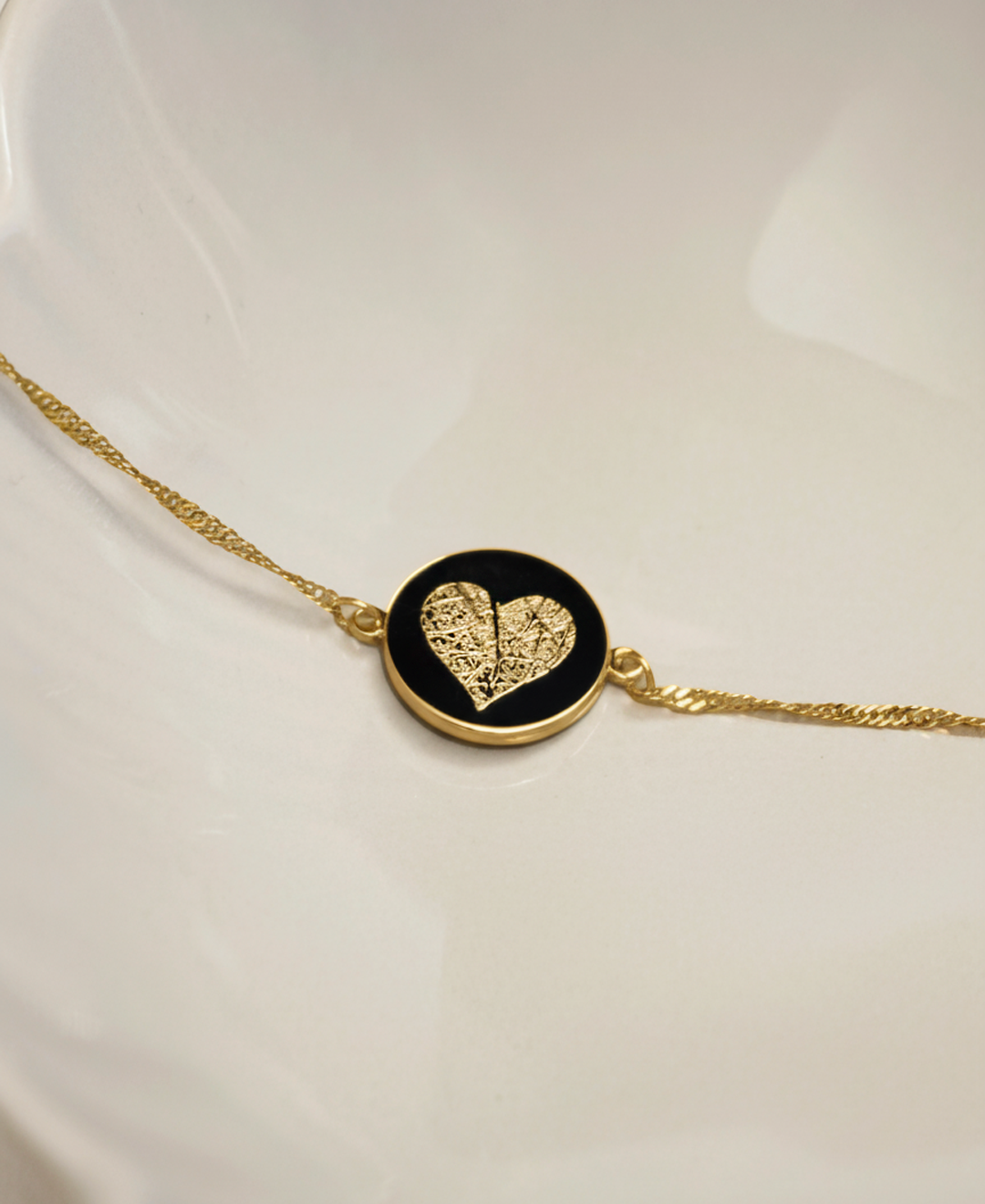 Vingerafdruk Hart Coin Armband