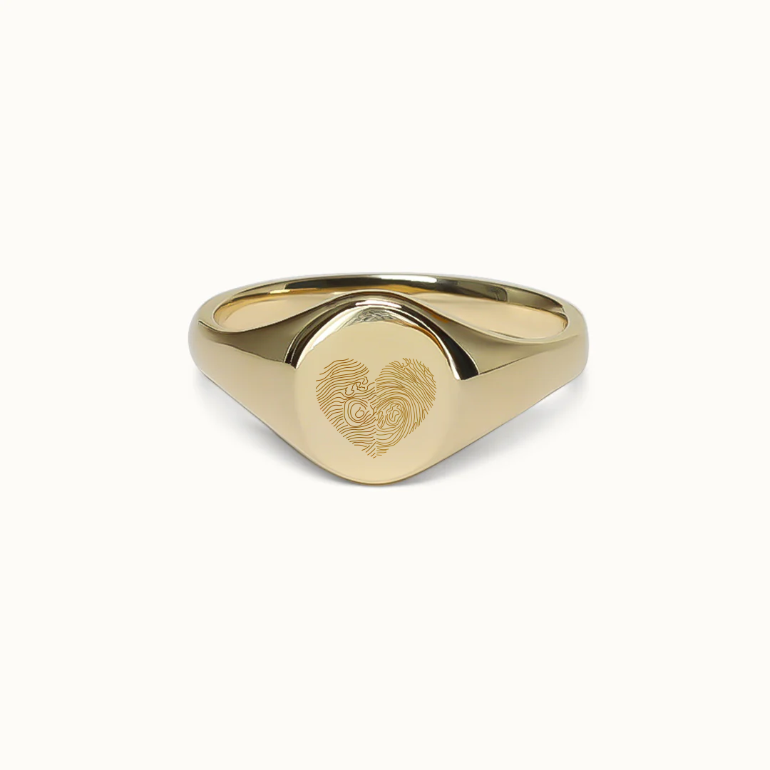 Hartvorm vingerafdruk ring | 18K goud vermeil