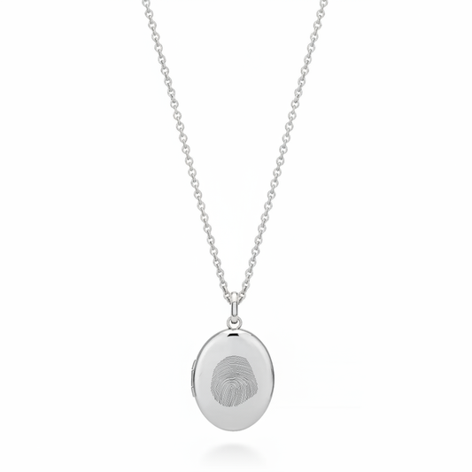 Vingerafdruk Locket Ketting Zilver