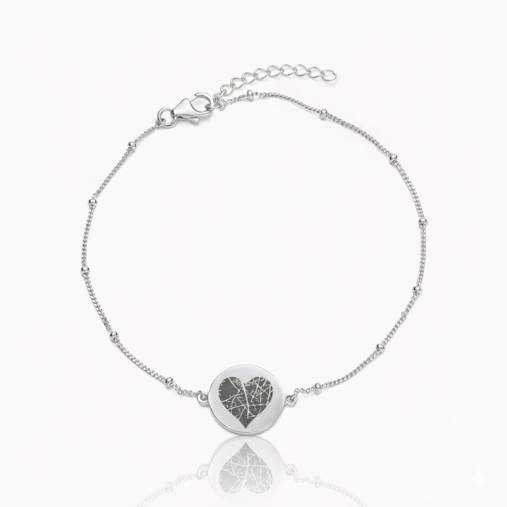 Vingerafdruk hart coin armband | zilver