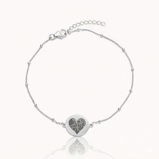 Vingerafdruk hart coin armband | zilver