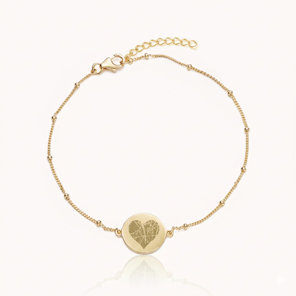 Vingerafdruk hart coin armband | zilver