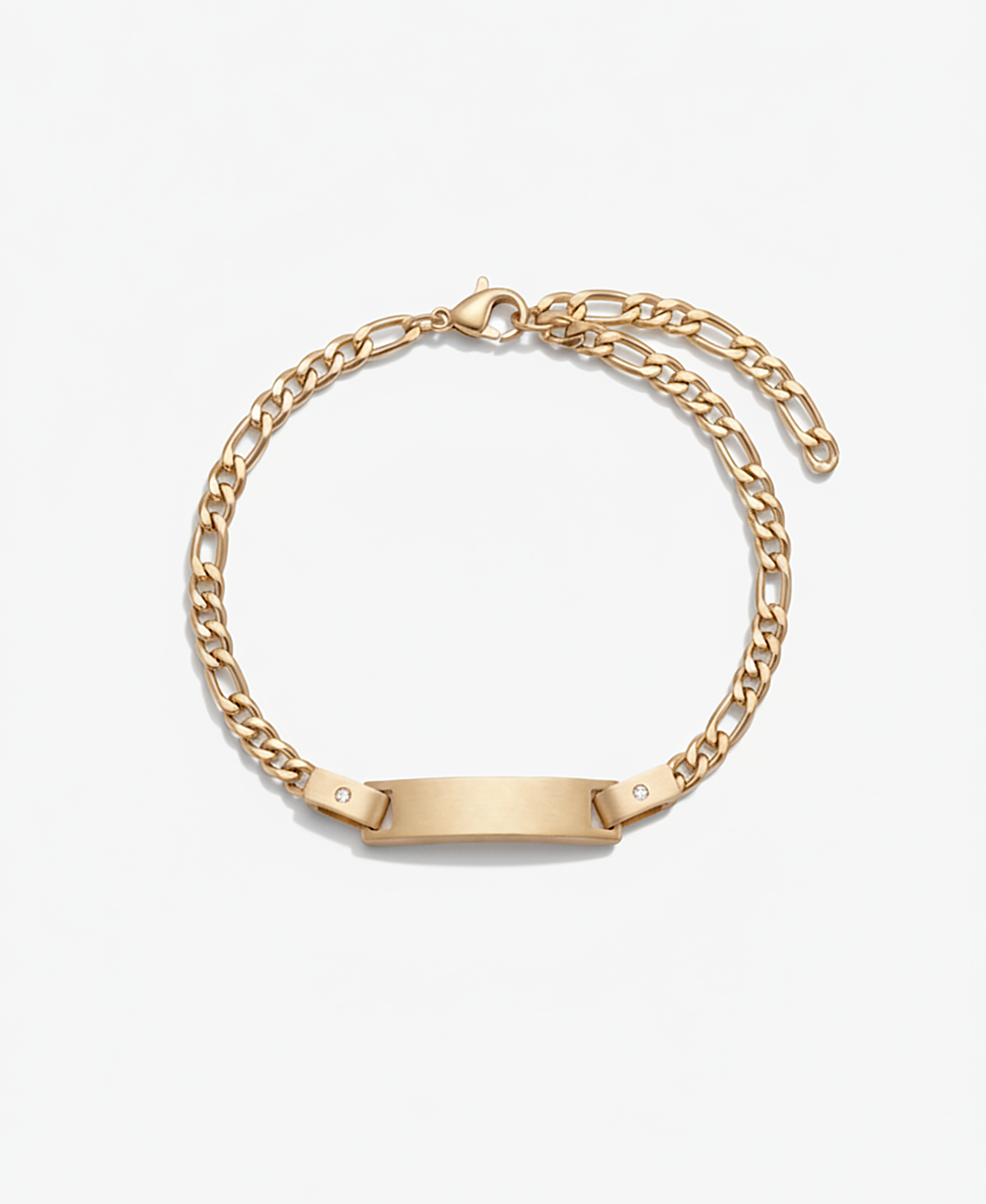Graveerbare Figaro Armband met Subtiele Zirkonia
