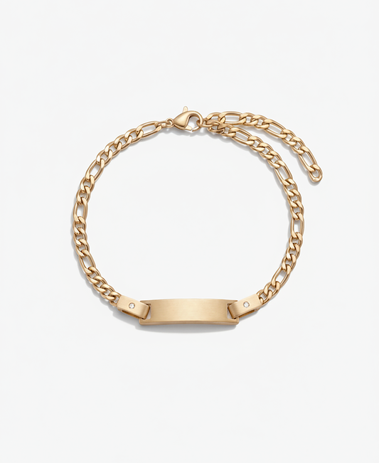 Graveerbare Figaro Armband met Subtiele Zirkonia