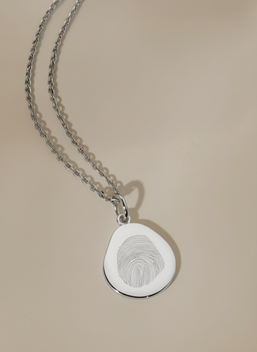 Ovale Vingerafdruk Ketting