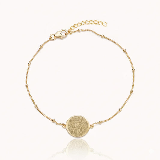 Vingerafdruk coin bobbel armband | 18K goud vermeil
