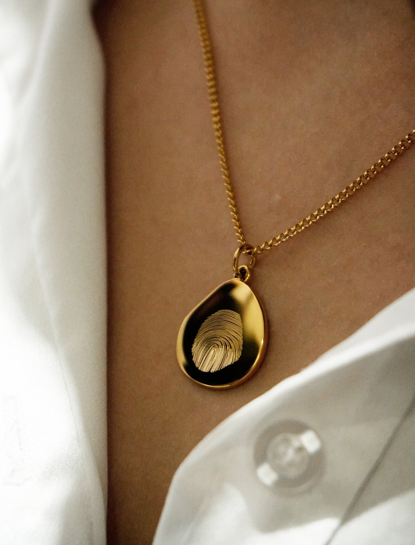 Ovale vingerafdruk ketting | 18K goud vermeil