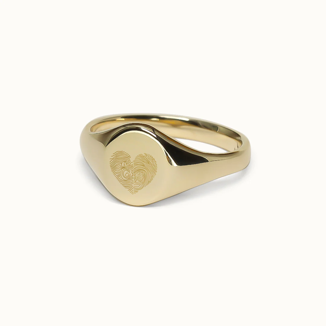 Hartvorm vingerafdruk ring | 18K goud vermeil