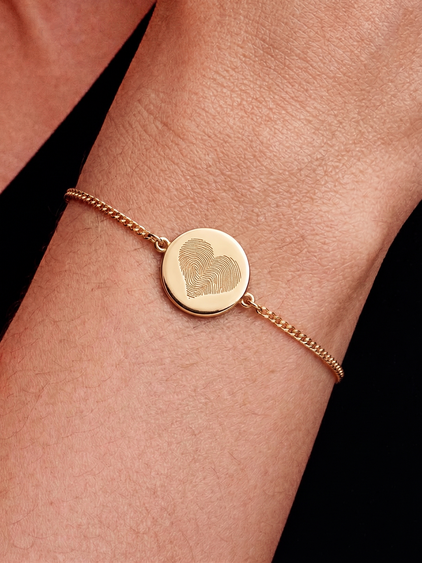 Hart Coin Armband met Vingerafdruk  | Hera Hues | Stainless Steel