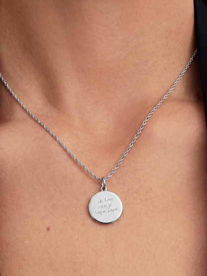Ketting met eigen Handschrift of Naam op Coin | Edelstaal Zilver | Hera Hues