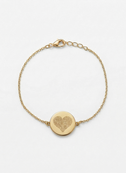 Vingerafdruk Hart Coin Armband