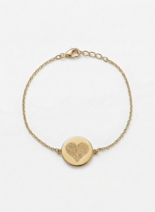 Vingerafdruk Hart Coin Armband
