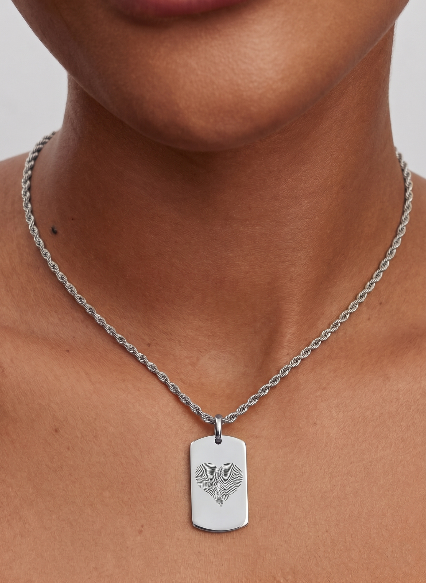 Ketting met Vingerafdruk in hartvorm op Snake Chain | Hera Hues
