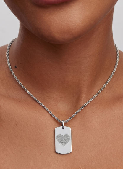Ketting met Vingerafdruk in hartvorm op Snake Chain | Hera Hues