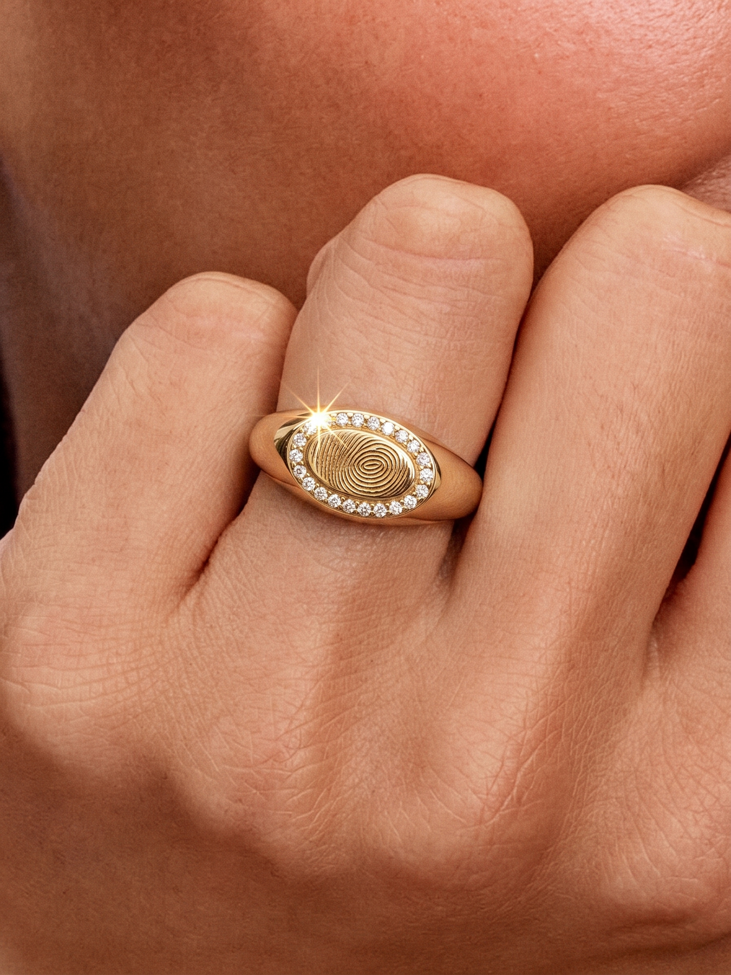 Mark Oval Vingerafdruk Ring
