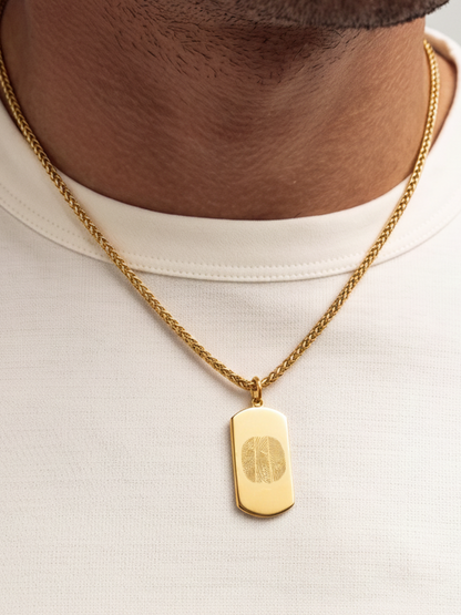 TRIO Vingerafdruk Ketting op Snake Chain | Goud Stainless Steel