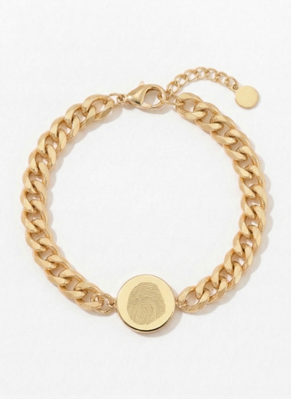 Graveerbare Schakelarmband met Vingerafdruk | Stainless Steel