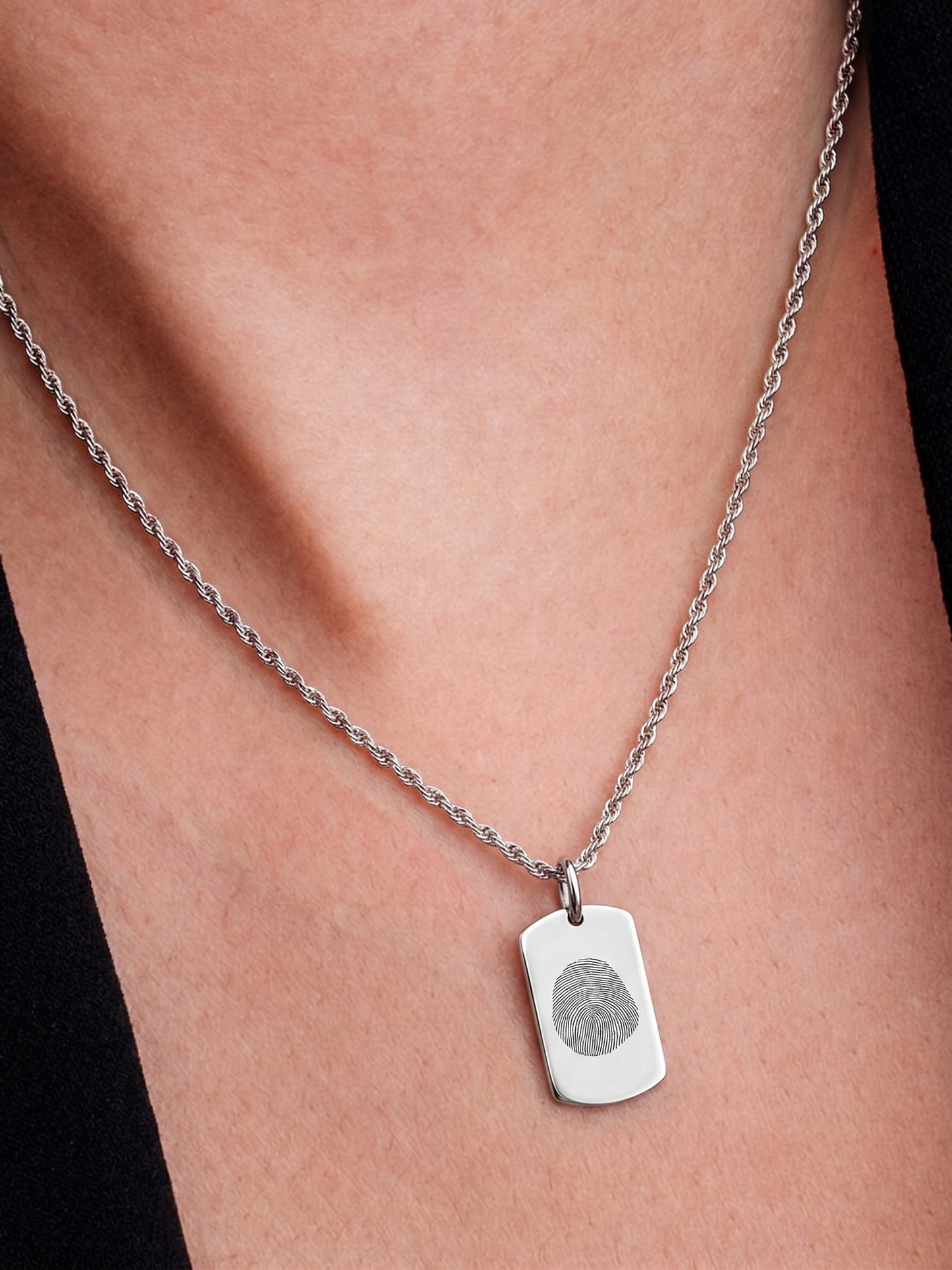 Vingerafdruk Hanger op Luxe Snake Chain | Zilver Edelstaal
