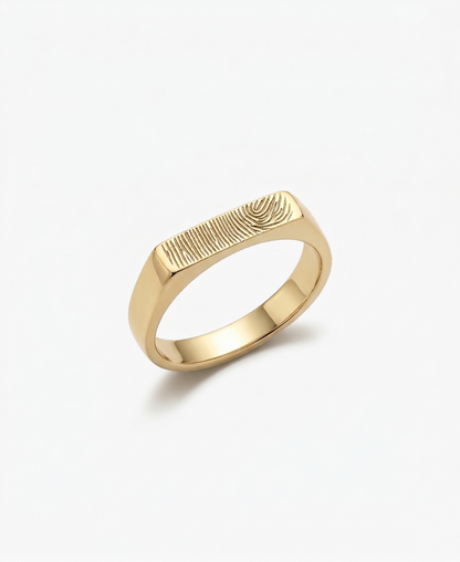 Minimalistische Staafring met Vingerafdruk | Stainless Steel
