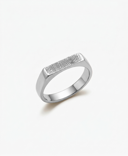 Minimalistische Staafring met Vingerafdruk | Stainless Steel | Hera Hues
