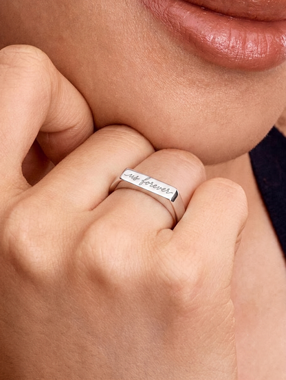 Ring met eigen Handschrift of Naam | Zilver Stainless Steel