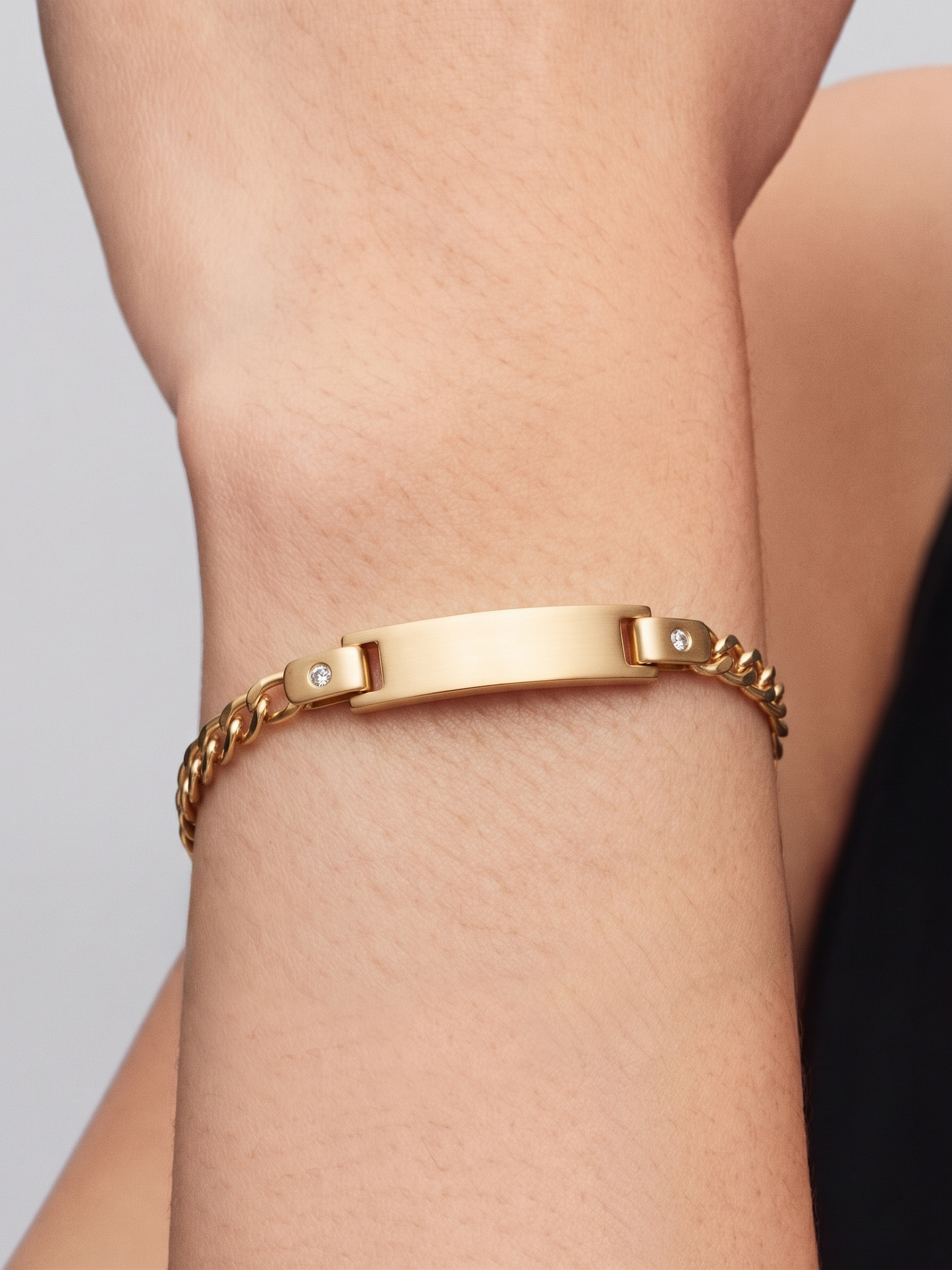 Graveerbare Figaro Armband met Zirkonia Goud Stainless Steel| Hera Hues