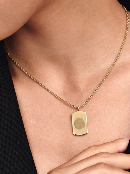 Vingerafdruk Hanger op Luxe Snake Chain | Goud Edelstaal