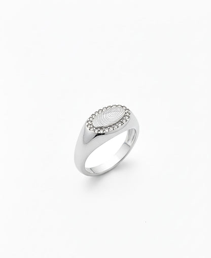 Mark Oval Vingerafdruk Ring - Zilver