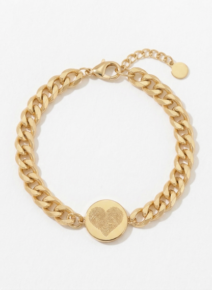 Schakelarmband met Hart & Vingerafdruk Zilver | Edelstaal