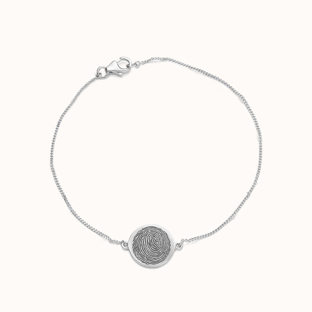 Vingerafdruk coin armband | Sterling zilver