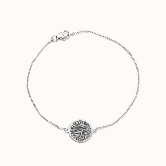 Vingerafdruk coin armband | Sterling zilver