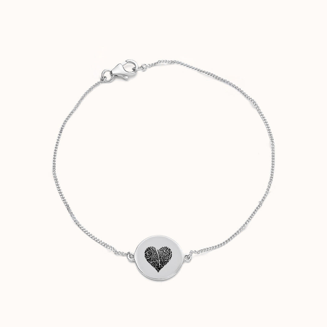 Vingerafdruk hart coin armband | zilver
