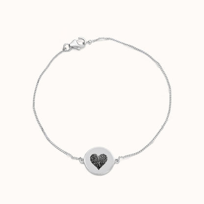 Vingerafdruk hart coin armband | zilver